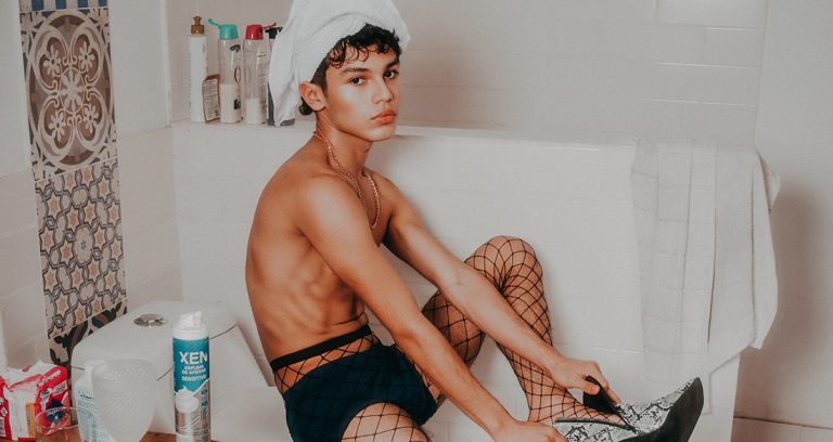 Juan Pablo - Half Nude Boy - Fishnet Stockings - HIgh Heels Boy - Pageant Boy