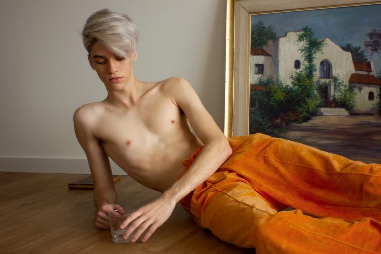 Shirtless boy in orange pants - Fashion Photography - Beautiful Boy - HeyBoy