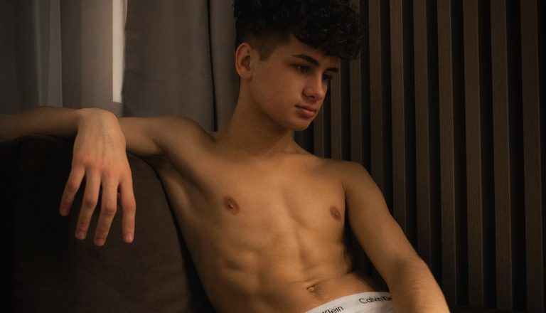 Shirtless male wearing Calvin Klein underwear - Hotel photo shoot - Hey Boy Exclusive