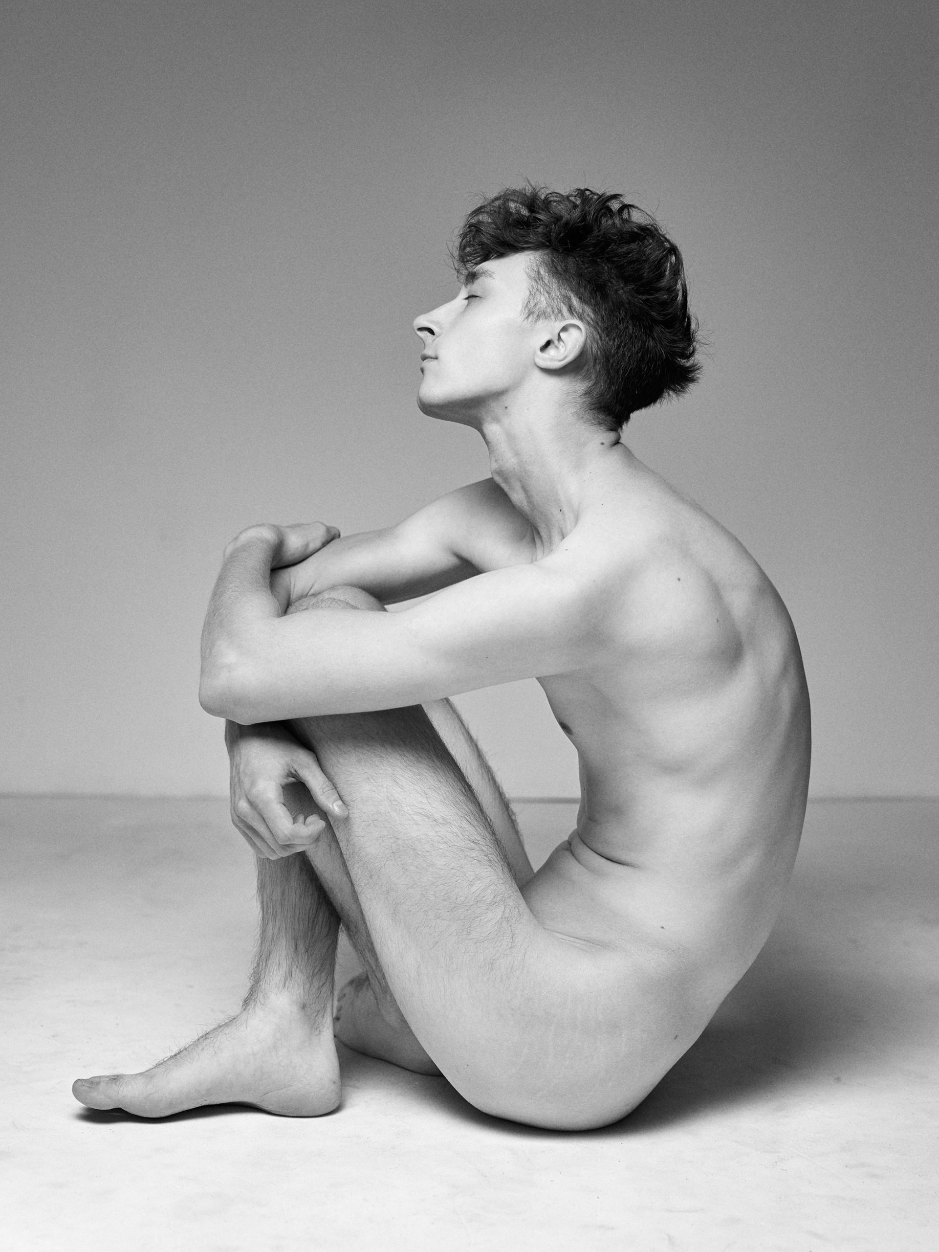 In Stillness — high-contrast B&W exploring the male form, a HeyBoy Exclusive.
